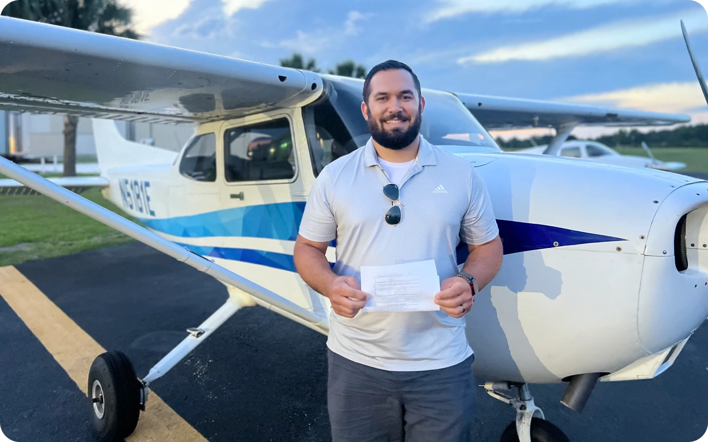 Student pilot with temporary airman certificate